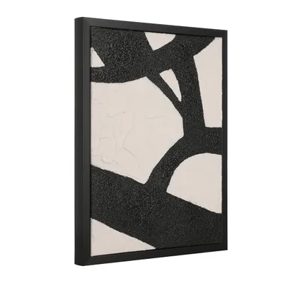 Image de Tableau ROBERVAL plastique, toile noire, blanche L:33cm l:3cm H:43cm peint à la main