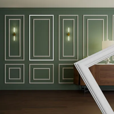 Produktbild von HEXIM Stuckleisten Wandrahmen Sets HDPS weiß - Auswahl an Größen für Wand, Decke, Bilder & Spiegel - Hochwertiges HDPS-Profil für langlebige, formstabile Ergebnisse (RM01-F 140X75CM)