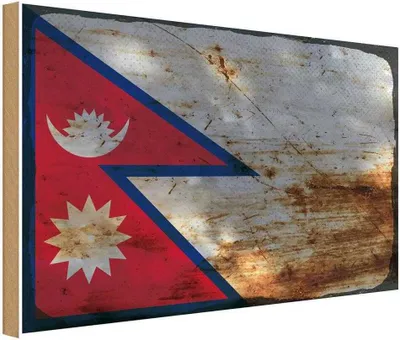 Produktbild von vianmo Holzschild 30x40 cm Nepal Flagge Fahne Wappen