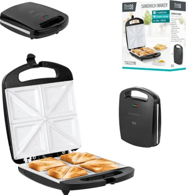 Immagine prodotto di Teesa TSA3229B Macchina per panini, 4 piastre in Vetroceramica, 1500 W, nero