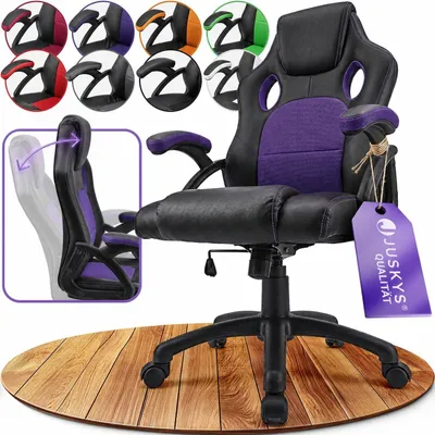Produktbild von Juskys Racing Schreibtischstuhl Montreal (violett) - Gaming Stuhl ergonomisch, höhenverstellbar & gepolstert, bis 120 kg - Bürostuhl Drehstuhl