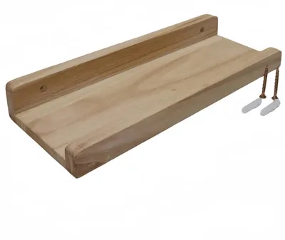 Wandplank aus Massivholz, 30 x 12 cm, hellgelb, 25 mm dick
