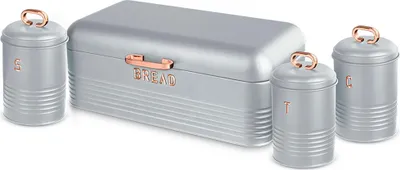Produktbild von Berlinger Haus Moonlight Set aus Brotkasten +3 Küchenvorratsdosen aus Robustem Edelstahl Modernes Design Grau / Roségold