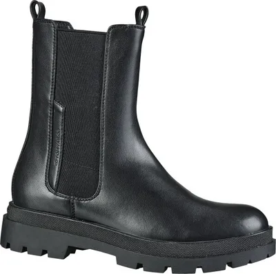 Produktbild von TOM TAILOR, sportliche Damen Kunstleder Stiefeletten in schwarz, Chelsea Einsatz, modische Sohle