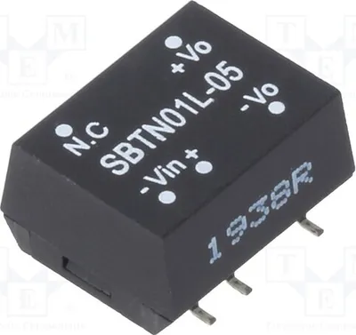 Obrázok produktu pre 1x Menič: DC/DC, Vstupné napätie: 4,5 ÷ 5,5 V, Výstupné napätie: 20 ÷ 200 mA, SMD, 1 W, 5 V DC, 1,1 g, SBTN01L-05, DC/DC