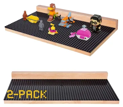 Imagen del producto de Estanterías de pared para bloques de construcción - Color negro, juego de 2