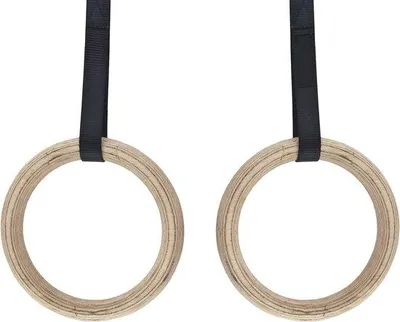 Produktbild von Famanu Turnringe - Holzringe mit verstellbaren Riemen - Fitness
