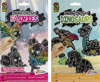 Obrázek produktu pro Vyškrabávací magnety Víly + Dinosauři