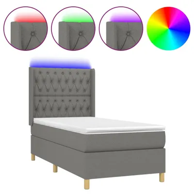Produktbild von vidaXL Boxspringbett mit Matratze & LED Dunkelgrau 80x200 cm Stoff