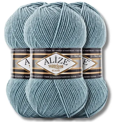 Produktbild von Alize 3x 100g Superlana Klasik Wolle, Uni, Häkeln, Stricken (575)