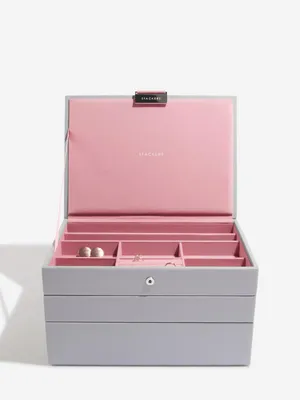 Productafbeelding van STACKERS GREY & PINK - Sieradendoos - Juwelendoos - Sieradenhouder - Sieraden Organizer