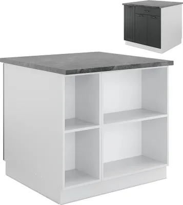 Produktbild von Kücheninsel Vicco Fame-Line Anthrazit Landhaus/Weiß 90 cm mit Schublade, ohne Arbeitsplatte, Model 38709