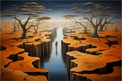 Produktbild von Wallario Poster - Pfad in einer surrealen Welt, Kunstdruck Größe: 61 x 91,50 cm