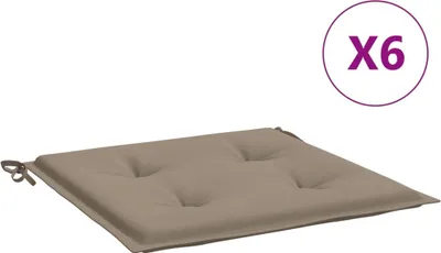 Obrázok produktu pre vidaXL Vankúše na záhradné stoličky 6 ks. Taupe 50x50x4 cm Oxford látka