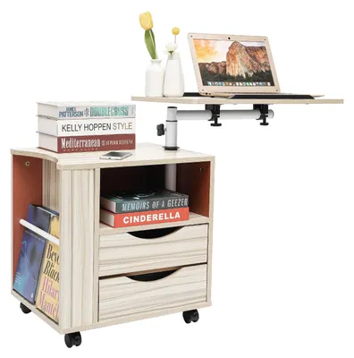 Image de Table de chevet réglable en hauteur, avec 4 roulettes, dimensions 60 x 40 cm