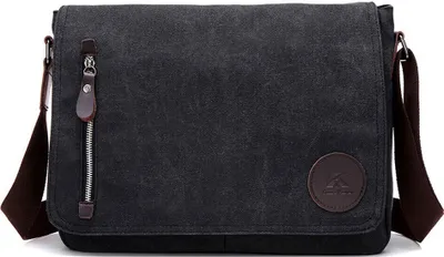 Produktbild von Neu Herren Umhängetasche Canvas Messenger Bag Büro Studium Reise Schultertasche, Schwarz