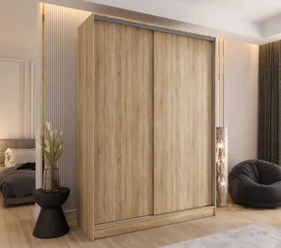 Produktbild von Schwebetürenschrank 2-türig 170x250x58 cm Eiche Sonoma – Moderner Kleiderschrank für Schlafzimmer und Flur