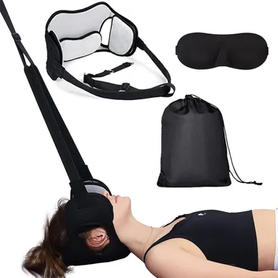 Produktbild von Nackenhängematte gegen Nackenschmerzen und Verspannungen- Hals und Nacken Hängematte - Gegen Stress Stretcher - Entspannungshängematte Nackenstrecker grau