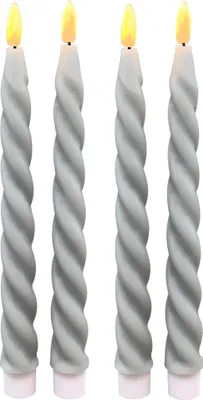 Produktbild von LED Stabkerzen Grau im 4er Set, in Ø 2,2 x 22 cm gedreht
