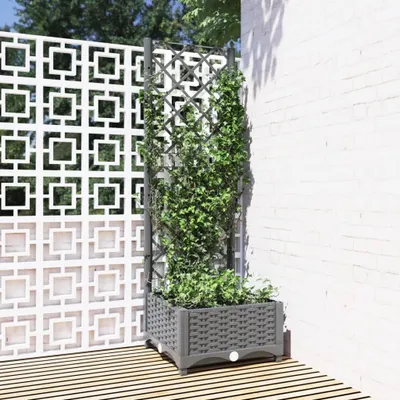 Immagine prodotto di Maison Exclusive - Fioriera da Giardino e Graticcio Grigio Chiaro 40x40x121,5cm PP