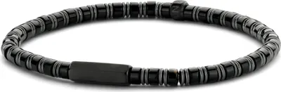 Produktbild von Frank 1967 Armband – 7fb-0488 - 4mm Kralen – Hematiet & Zwarte Agaat – Zwart Staal
