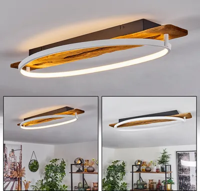 Produktbild von Azeglio moderne Deckenlampe aus Metall/Holz/Kunststoff in Natur/Weiß