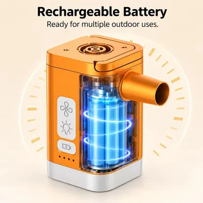 Produktbild von Mini-Elektropumpe - Tragbare Luftpumpe - 4 kPa - Aufblas- und Entlüftungsfunktion - Campinglampe - Wiederaufladbar - Für Luftmatratzen, Schwimmringe und Aufbewahrungsbeutel