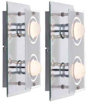 Produktbild von 2x LED Design Wandleuchte, Chrom, Glas satiniert, L 27 cm