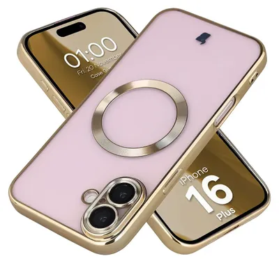 Produktbild von Handyhülle mit Kameraschutz und Magnetring für iPhone 16 Plus, Bizon Case GuardO, Transparent-Golden