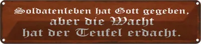 Produktbild von vianmo Blechschild 10x46 cm Soldatenleben hat Gott gegeben Spruch Zitat