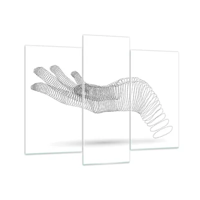 Produktbild von Bilder auf glas - 3 Teile - Hand Grafik weiß - 130x100cm - Glasbilder - Wandbilder - Bilder - zum Aufhängen bereit - Wanddekoration aus Glas - Glas Bilder - Wandbild auf Glas - GCB130x100-4427