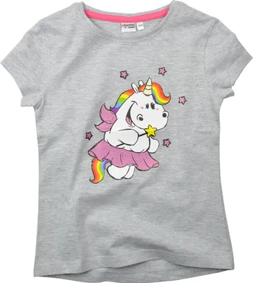 Produktbild von Pummel & Friends T-Shirt für Mädchen - Pummelfee mit Glitterprint Oberteil kurzärmlig Grau 98-104