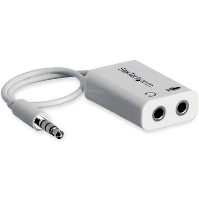 Produktbild von STARTECH.COM 3.5mm 4 Position to 2x 3 Position 3.5mm Headset Splitter Adapter M/F - White
