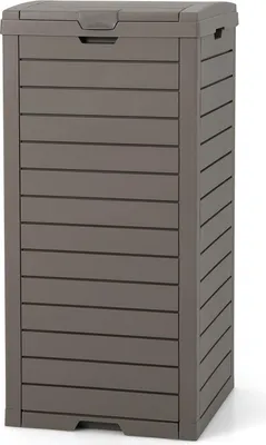 Produktbild von GOPLUS Mülltonnenbox 118 L, Mülleimer mit Klappdeckel & ausziehbarer Abtropfschale, tragbarer Mülltonnecontainer für Terrasse & Hinterhof (Braun)