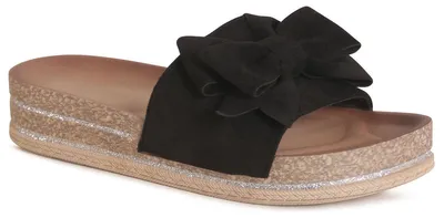 Produktbild von topschuhe24 3240 Damen XXL Plateau Pantoletten Sandalen Schleife, Farbe:Schwarz, Größe:38 EU