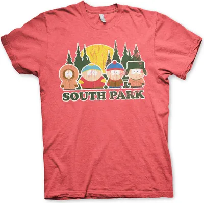 Produktbild von South Park Distressed T-Shirt - Medium - Heather-Red