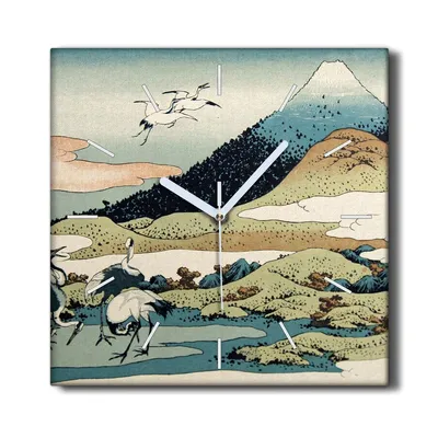 Produktbild von Coloray Hodiny Unikátní 30x30 cm  Tiché hodiny Pro obývací pokoj a kuchyň Nástěnné hodiny Plátno Černé ručičky hodin - Nejvyšší japonské ptáky