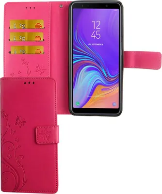 Produktbild von Schutz Hülle Blumen für Handy Samsung Galaxy A9 2018 Pink Wallet Cover Case