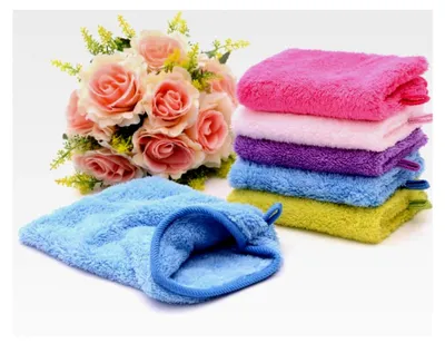 Produktbild von Hochwertige Waschhandschuhe - 16 x 22 cm - 4 Stück - Gemischte Farben - extra weich - 80% Polyester, 20% Polyamid