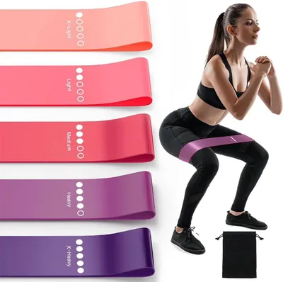 Produktbild von Fitness Bands Set 5 Widerstandsbänder, 5 Niveaus, Hautfreundliche Stretchbänder, für Muskelaufbau