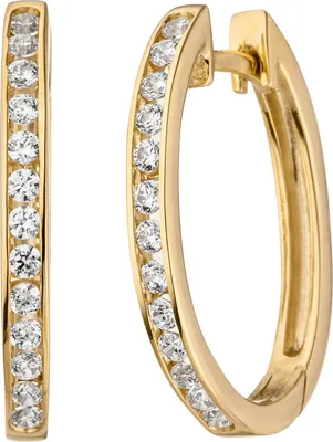 Produktbild von Creolen Ohrringe, weiße Zirkonia oval 375 Gold Gelbgold Goldohrringe Ohrschmuck