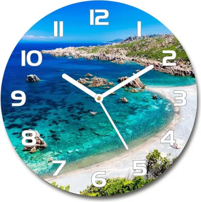 Produktbild von Wanduhr aus Glas 30fi Glasbild Glasuhr Gehärtetes Glas - weisse-zeiger - Sea bay