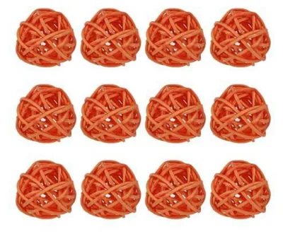 Produktbild von Dekokugeln Rattan 3 cm Orange 20 Stück für Vasenfüllung & Vogelspielzeug