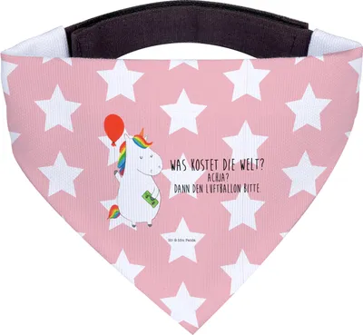 Produktbild von Mr. & Mrs. Panda Hundehalstuch Einhorn Luftballon - Rot Pastell - Geschenk, Einhörner, Geld, Hunde Halstuch, Unicorn, Tuch, Für, Hund
