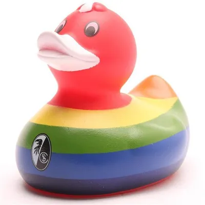 Produktbild von Badeente SC Freiburg Regenbogen Vinyl 7,5 cm