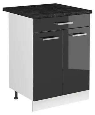 Obrázok produktu pre Spodná skrinka pod drez Vicco R-Line Antracit vysoký lesk/biely 60 cm pracovná doska antracitová, Model 72984