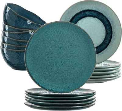 Produktbild von LEONARDO Keramikgeschirr-Set Matera 18tlg. blau, 026053