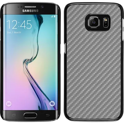 Produktbild von PhoneNatic Case kompatibel mit Samsung Galaxy S6 Edge - Hülle silber Carbonoptik Hard-case + flexible Folie