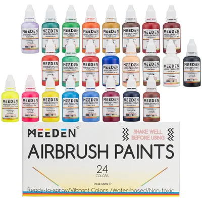 Obrázek produktu pro Omgoods – Sada akrylových barev pro airbrush – 24 odstínů, na vodní bázi, objem 30 ml