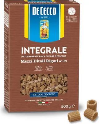 Produktbild von 10x De Cecco Mezzi Ditali Rigati Integrali n 159 Vollkorn italienisch Pasta 500g